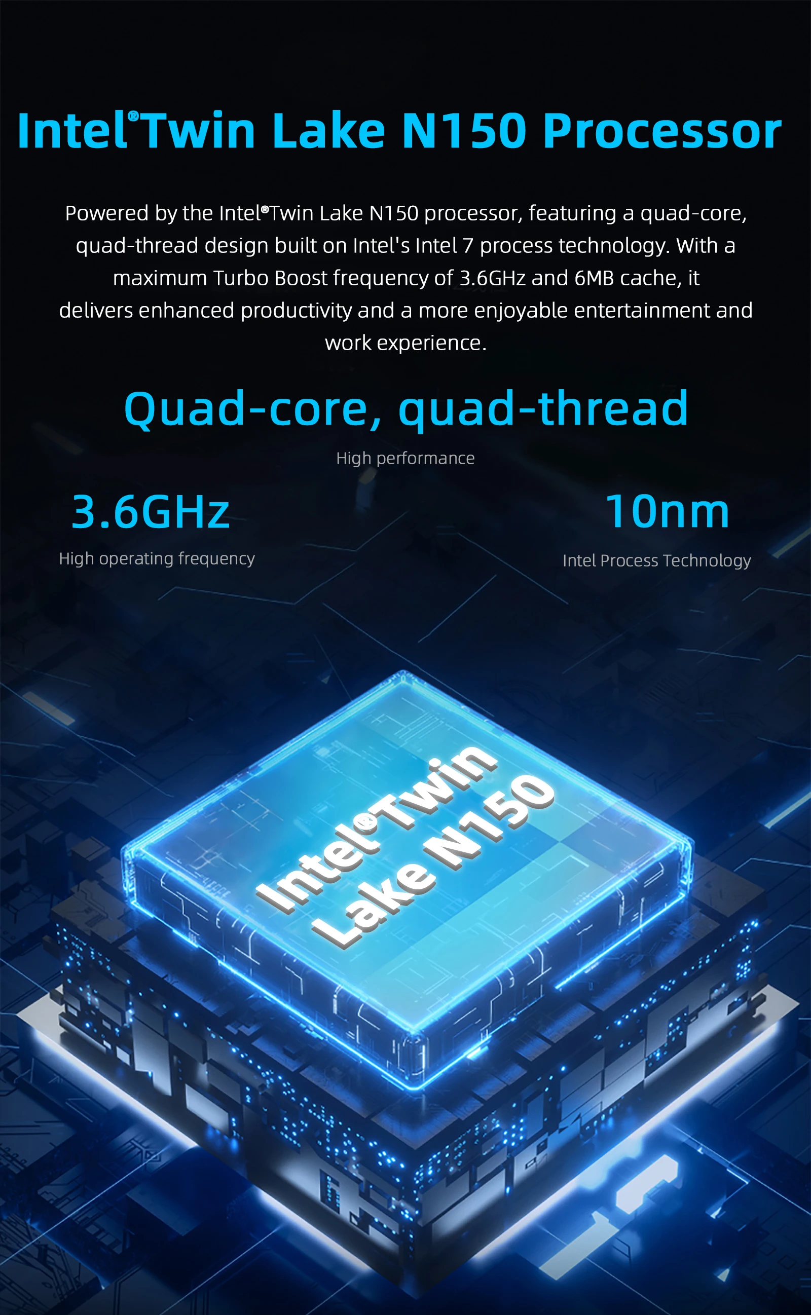 BY53 Windows 11 Mini PC Intel N150 12GB LPDDR5 M.2 2242 SSD With HDMI 2.0 4K Out