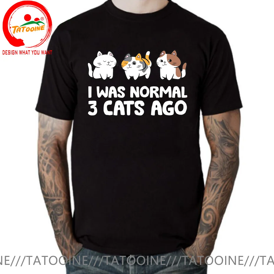 I Was Normal Three Cats Ago Prints Maglietta Da Uomo Moda Casual Magliette Harajuku Maglietta Oversize Maglietta Traspirante Allentata