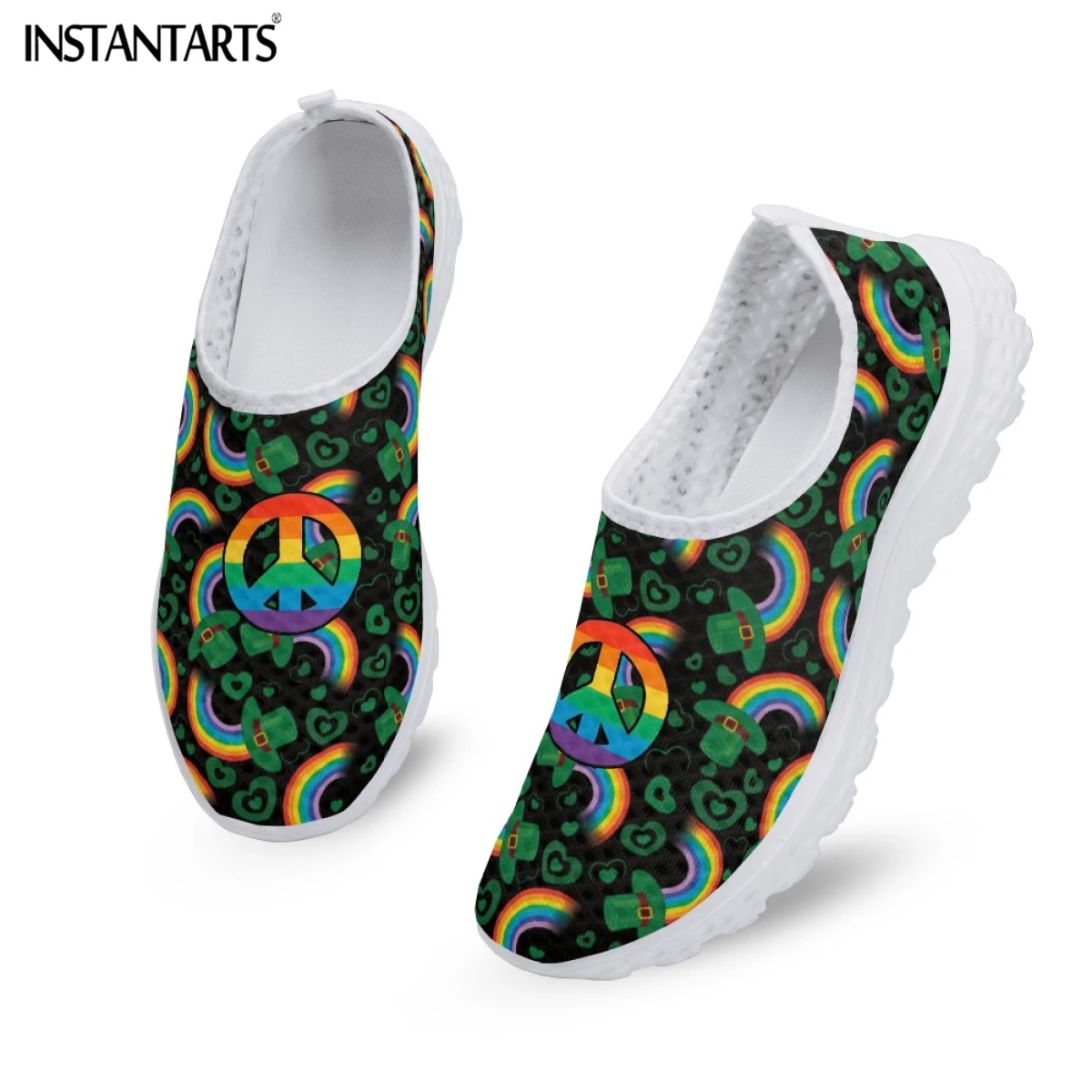 

INSTANTARTS Fashion St. Patrick's Day Print Women Slip-on Mesh Shoes Casual Outdoor Loafers LGBT Pride Design Girls Flat Shoes