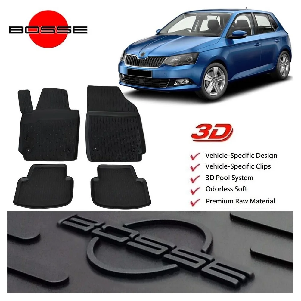 

3D Pool Car Mats for Skoda Fabia Between 2015 2020 Auto Interior Carpet Protector Accessories Rubber Luxury Floor Non Slip