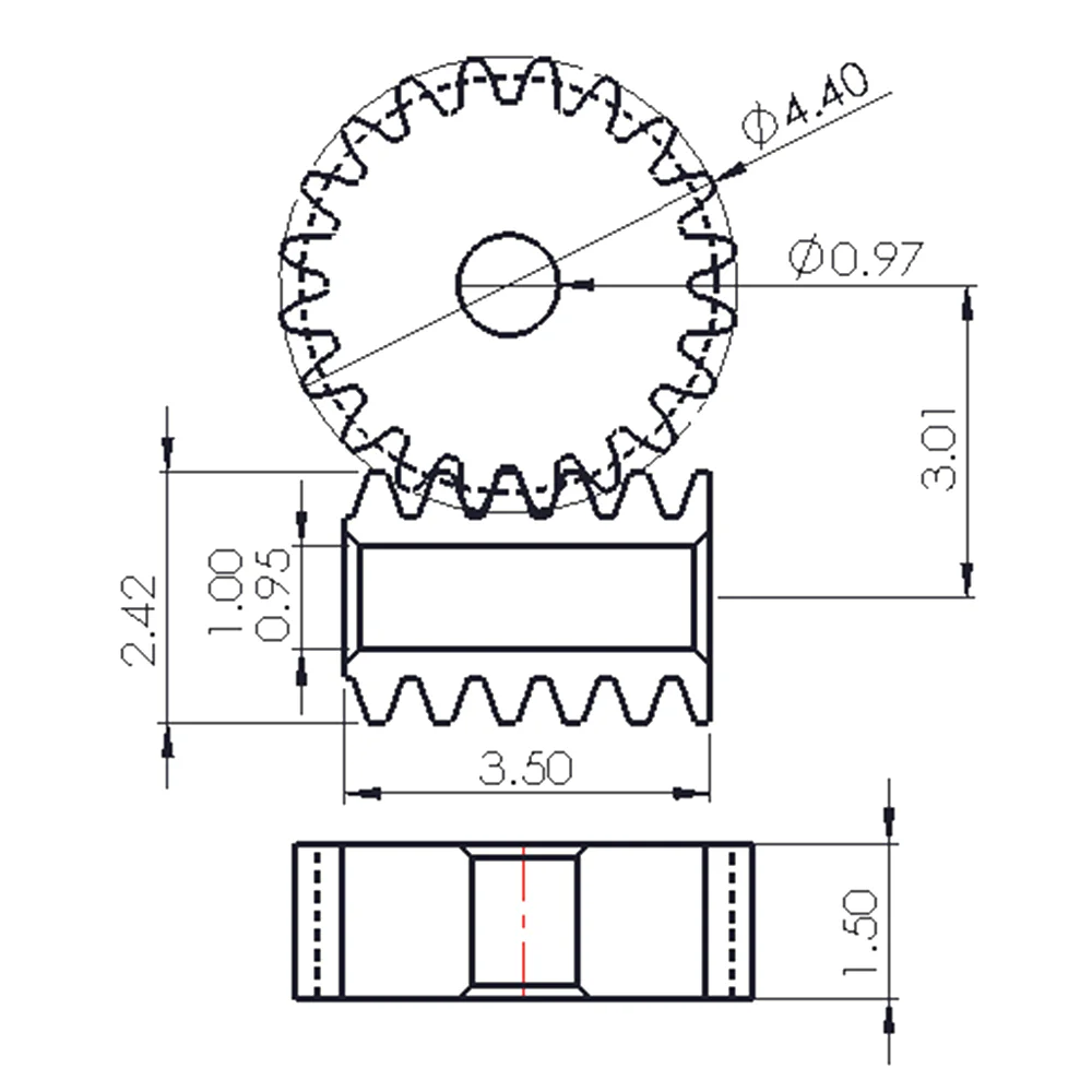 1:87 0.2M 20T 1mm Mini Turbine Worm Static Change Copper Gear Set
