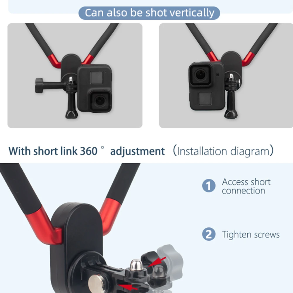 U-shaped Neck Mount For Sports Cameras Phone Multi-Angles Adjustables Camera Holder For Hiking Climbing