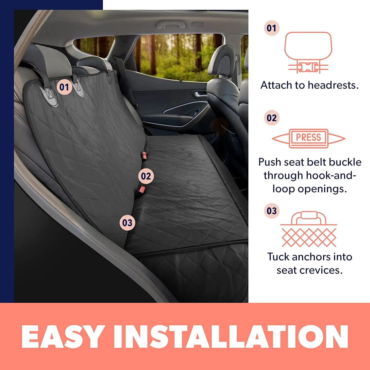 Dog Car Back Seat Cover Car Mat Pet Dog Carrier Cars Rear Waterproof Seat Mat Cushion Protector Non-slip Folding