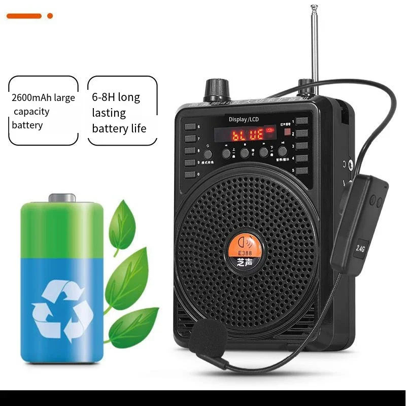 48W Wired 2.4G Wireless Voice Amplifier Portable Teaching Lecture Guide Promotion U-Disk Amplifier Microphone Bluetooth Speaker