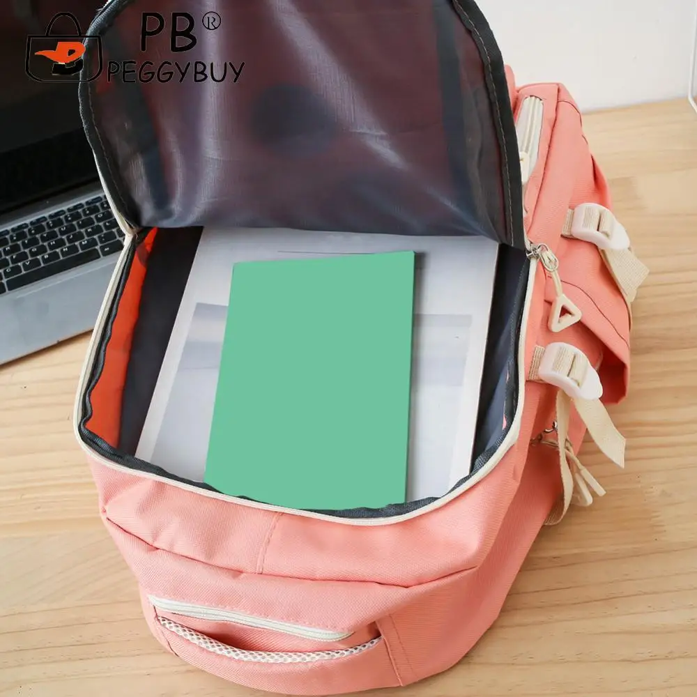 5pcs Backpack Combo Set Large Capacity School Bags Set Canvas with Pendant Soft for Primary Middle School Students 4