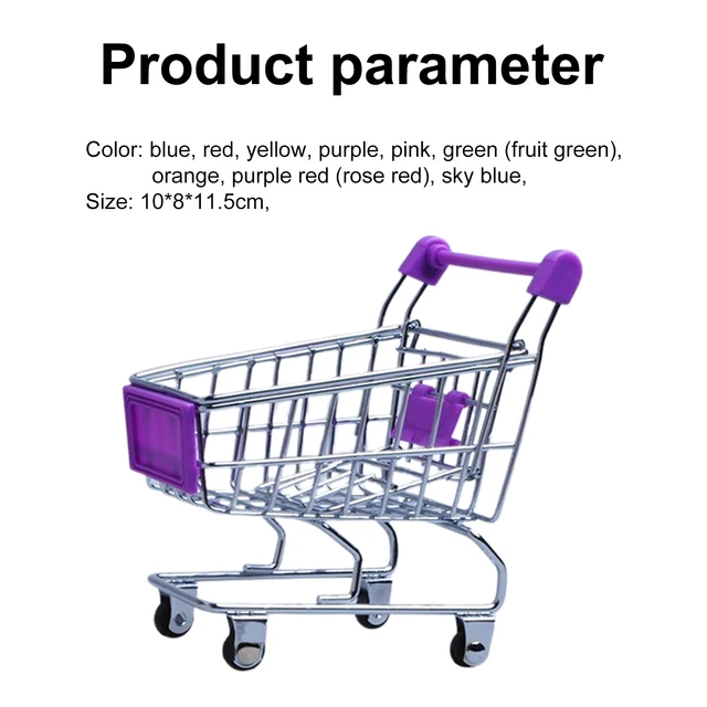 Supermarket Handcart Trolley Mini Shopping Cart Desktop Decor Storage Toy Gift For Kid Dollhouse Furniture Accessories 5