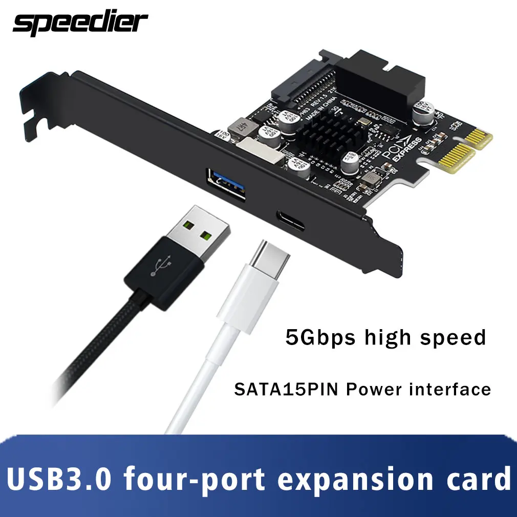 

PCI-E To USB 3.0 Type A Expansion Card 5Gpbs Type E PCI Express Card 19/20 Pin Header for Type C Front Panel Mount Adapter