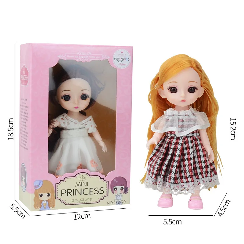 1pc Mini Cute Doll Girl Simulation Princess Costume Doll Model Random style Accompanies Doll With Movable Joints