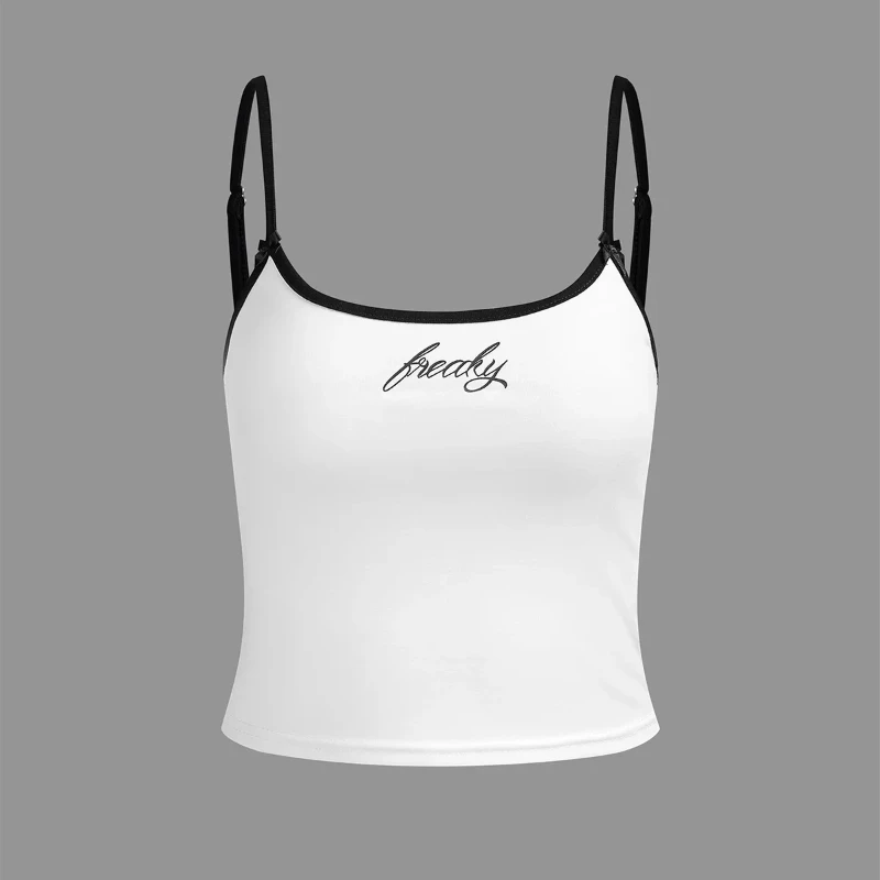 Y2k Crop Top Gothic Clothes Tanks 90s Vintage Tee Aesthetic Emo Girl Harajuku Letter Short Sleeve Women's  Tank Top