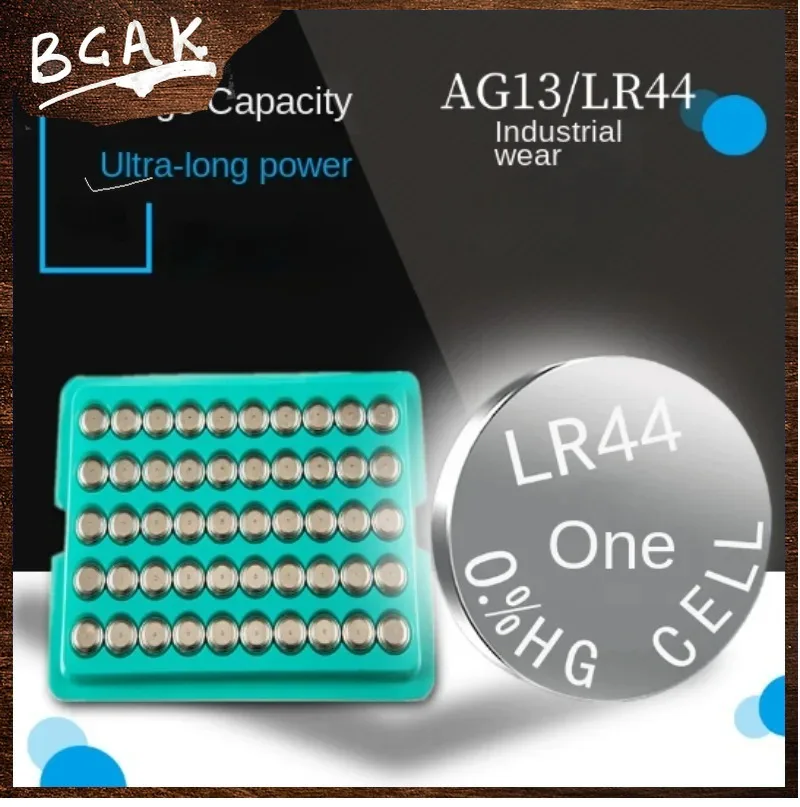 

Универсальные кнопочные батарейки LR44 BCAK, 50 шт., батарейки LR44, щелочные батарейки AG13 1,55 в, часы Ronic R