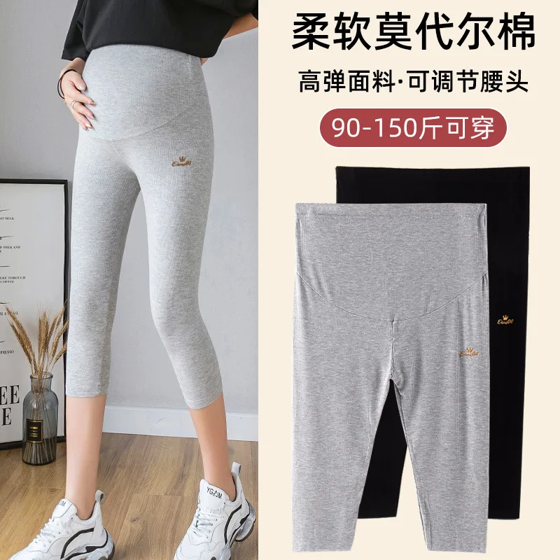 

Thin leggings for pregnant women summer comfortable legging breathable Pants high waist leggings for pregnancy
