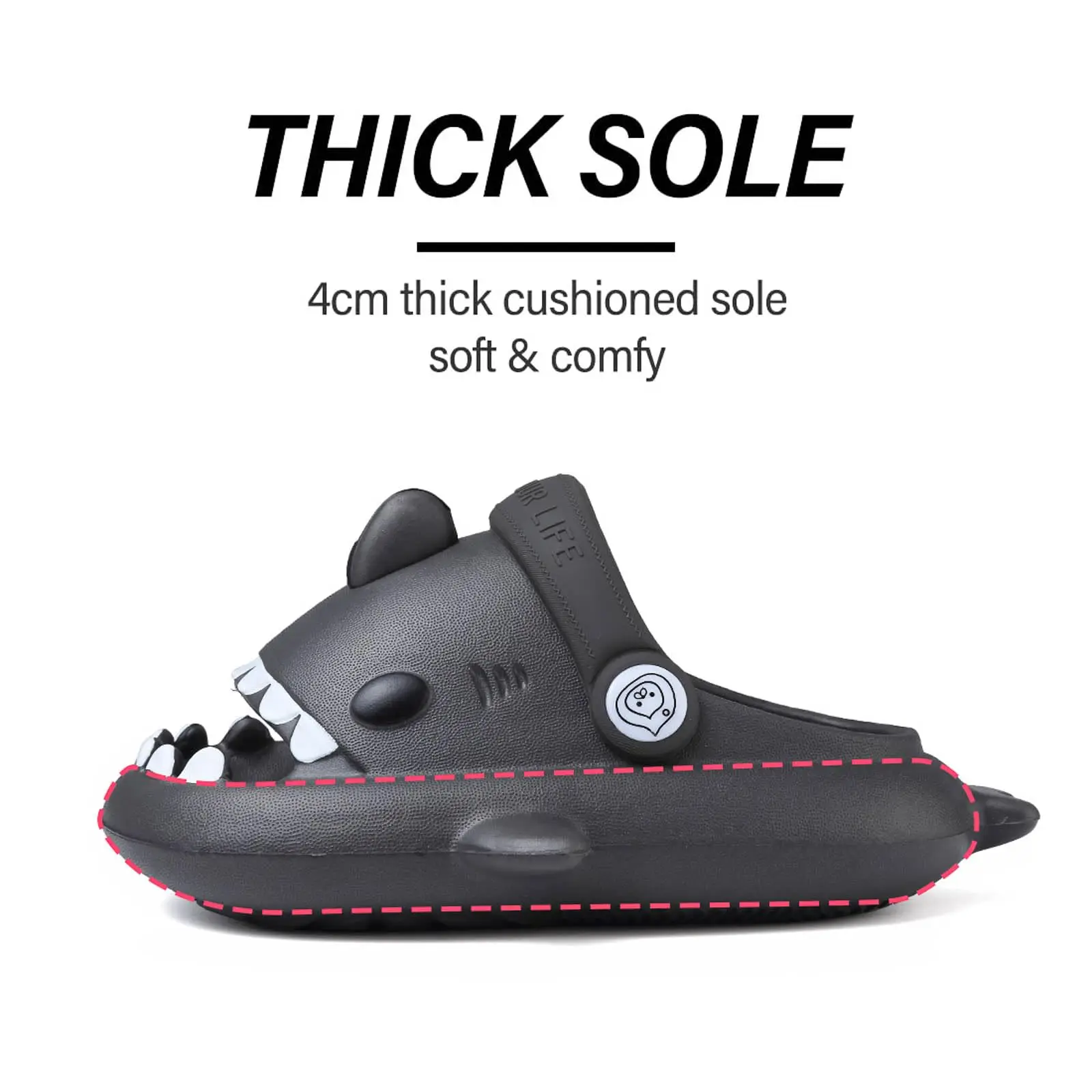 SmilePoP Kids Shark Slides Sandals Summer Slip-On Sandals Shower Beach Pool Anti-slip Slippers for Kids Girls ThickSole Slippers 4