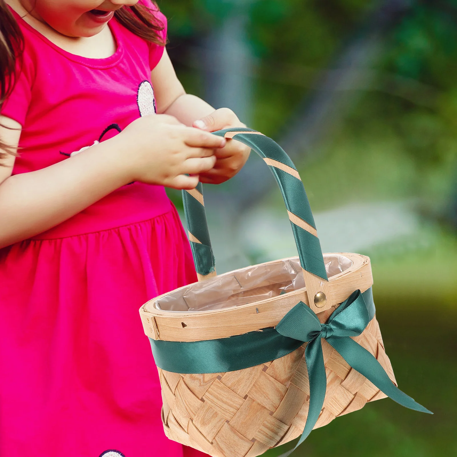 Oval Blush Flower Baskets Wicker Handle Baskets Rustic For Blankets Party Favors Baby Shower Straw Fruit Girl Blankets Laundry 4