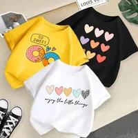 Été nouveaux vêtements pour enfants T-shirt pour enfants garçons et filles mode décontractée à manches courtes bébé demi-manches chemise de Base supérieure 3