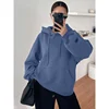Plus Size 1XL-5XL Women's Trendy Retro Sweatirt Solid Color Casual  Long Sleeved Pullover Hoodie ﻿