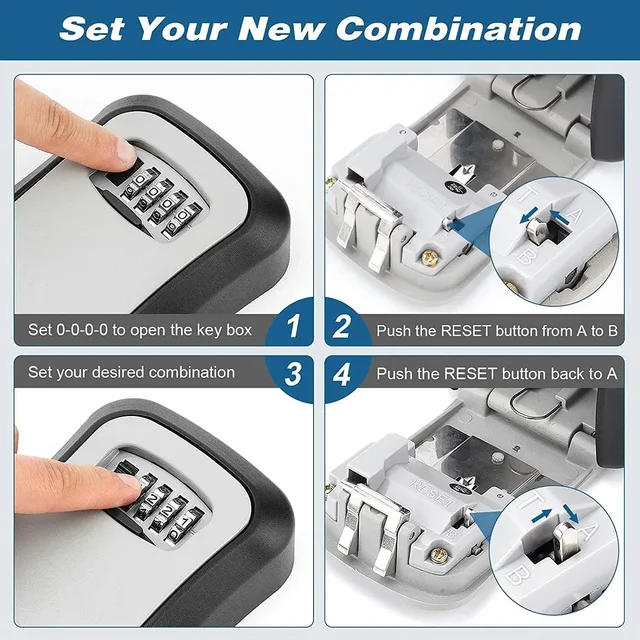Home Key Lock Box Wall-mounted 4-digit Password Security Lock Key Storage Waterproof Storage Box for Home Office Key Storage 6