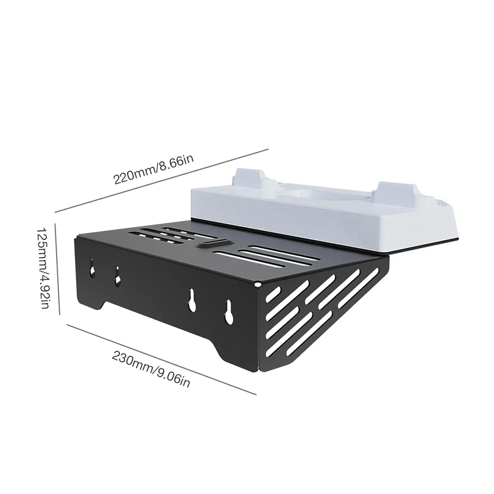 Shelf Floating Mount with Charging Station Wall Bracket Metal Wall Hanging Charger Stand for PS5 Slim/PS5 Console Disc & Digital