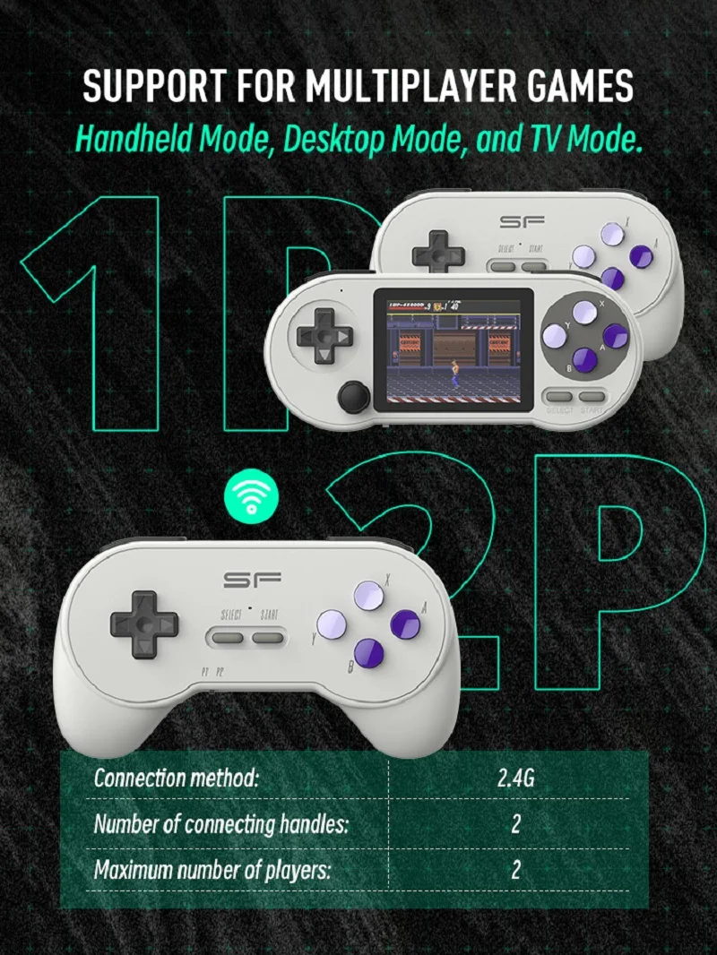 DATA FROG SF2000 Mini Retro Video Game Console 3 Inch IPS Built-in 6000 Games Portable Handheld Game Player Support TV AV Output