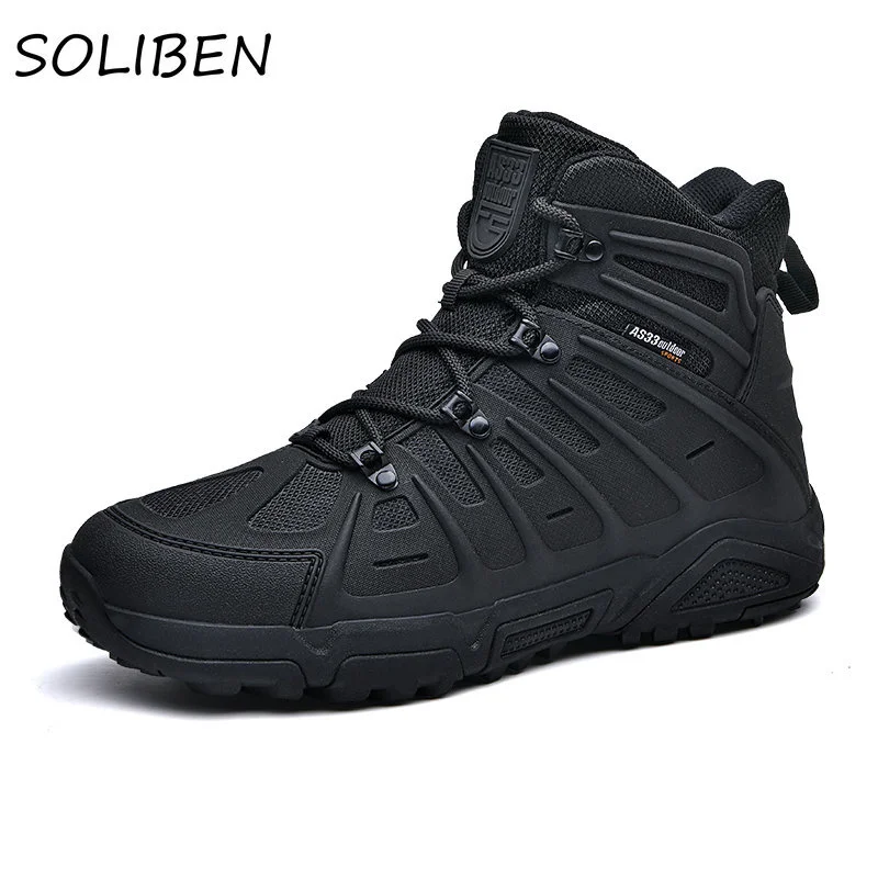 

Men's Boots Lace-up Tactical Military Rubber Sole Outdoor Anti-Slip Ankle Boots Men's Working Shoes