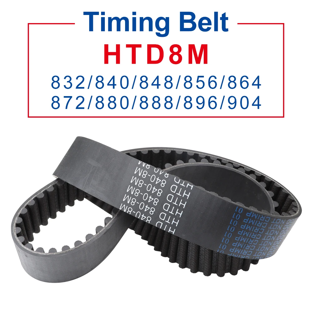 

1 Piece Rubber Belt HTD8M-832/840/848/856/864/872/880/888/896/904 Teeth Pitch 8 mm Transmission Belt Width 20/25/30/40 mm