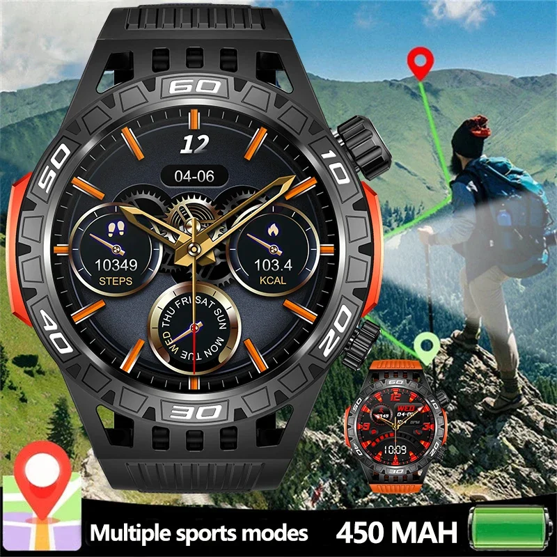 

2024 New Men Smart Watch 450mAh Large Battery Flashlight Bluetooth Call Smart Watch Men Sports BT5.0 IP68 Waterproof Watch
