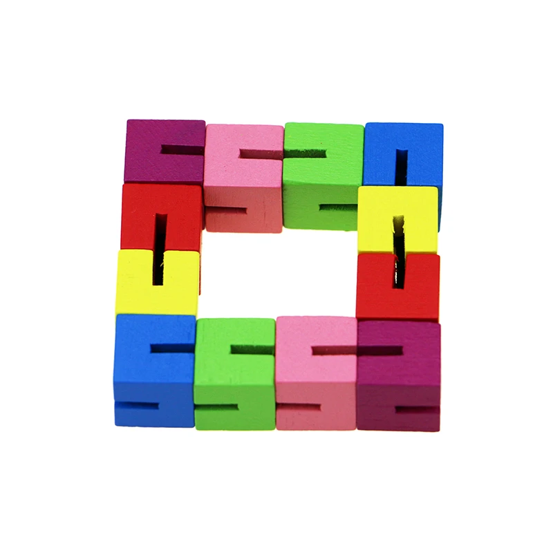 1PC Classic Colorful Cube String Wooden Building Block Creative Fidget Stress Relief Toy For Children Toddler Educational Toys