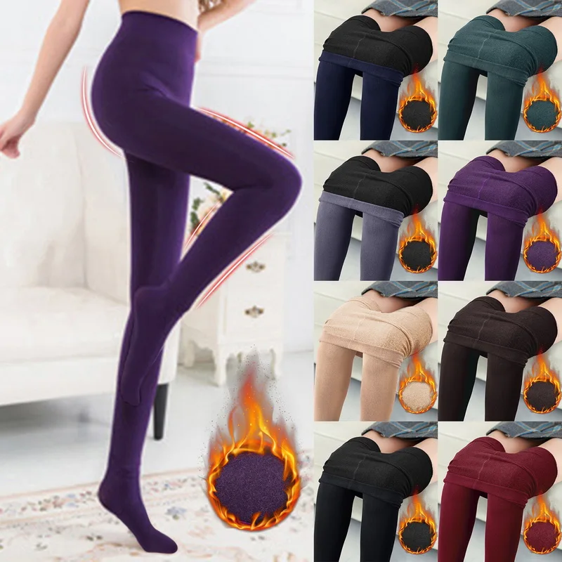Fleece Lined Tights Women Thermal Pantyhose For Women Winter Panty Polar Skin Black Effect Stockings Women'S Thermal Sock 3