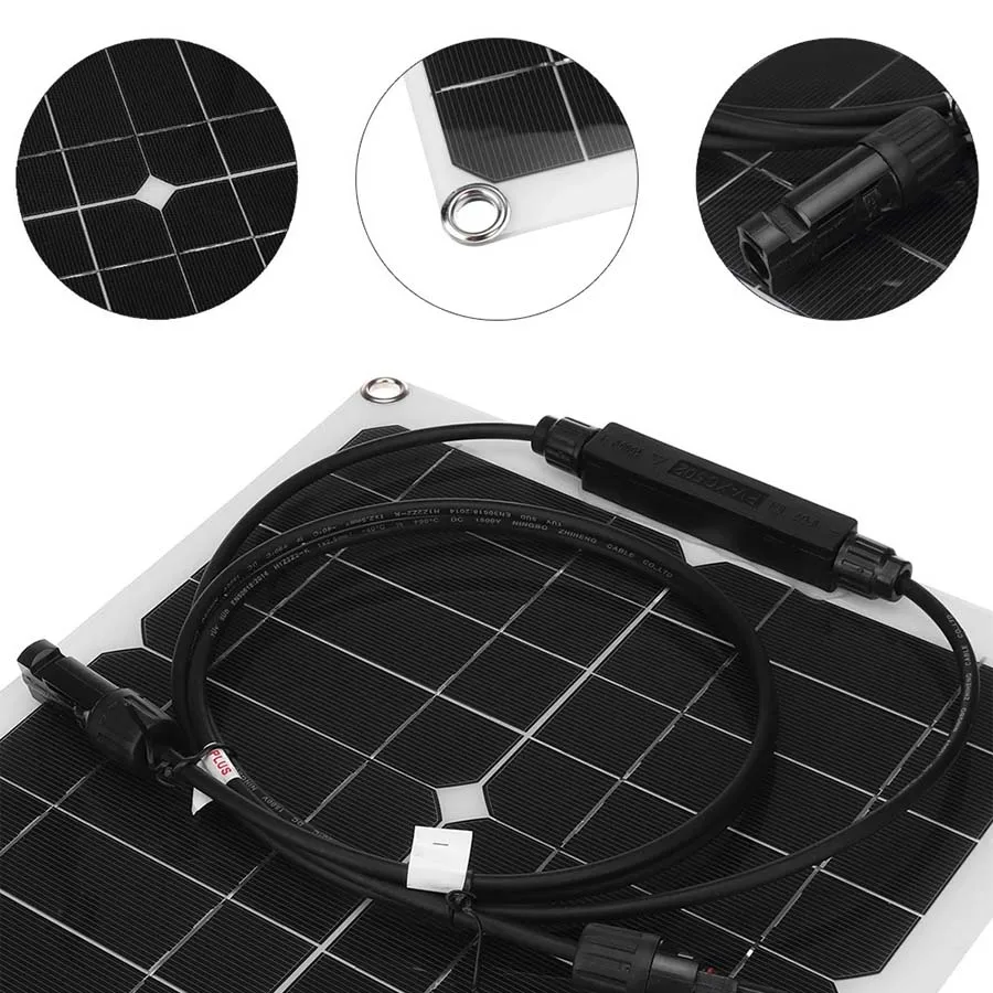 Painel Solar 24v Solar Energia Solar Células Banco com Conector Capa Solar Controlador Ip65 para o Telefone Carro rv Barco Carregador - Image 3