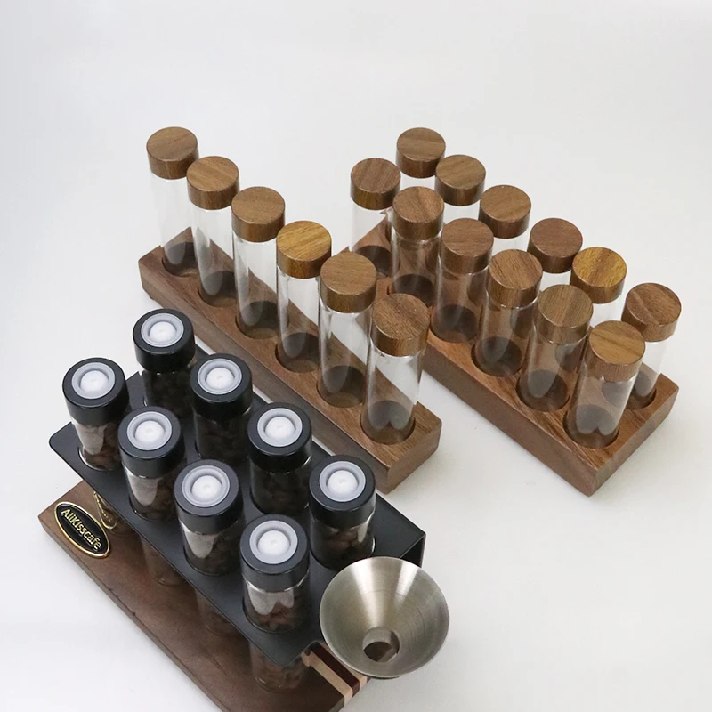 Coffee Bean Storage Tube Set with Display Rack and...
