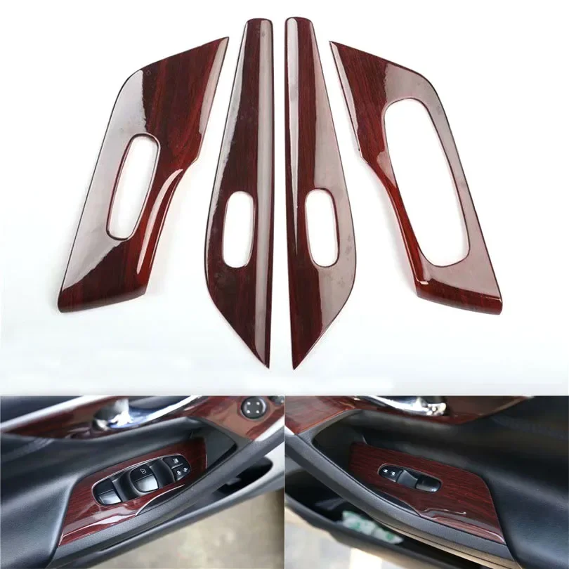 

4Pcs Car Window Lift Switch Door Armrest Panel Cover ABS Stickers For Nissan Altima 2013 2014 - 2016 2017 2018 LHD Car Styling