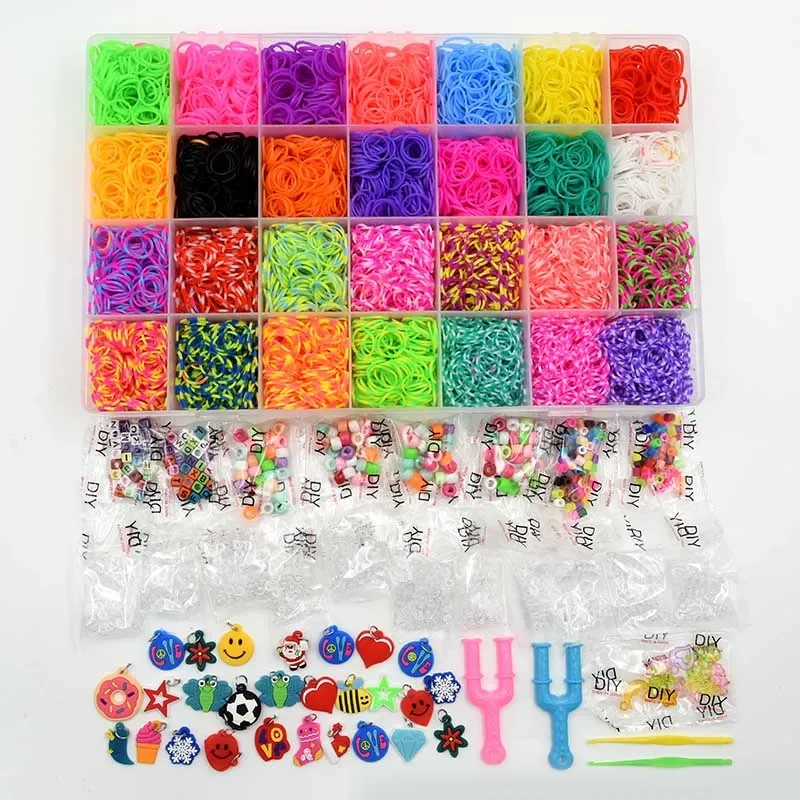 DIY Hand Made Rubber Bands Twist Loom Set Rubber Loom Bands Kits