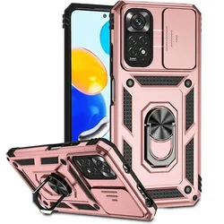 Enhanced Armor Ring Bracket Phone Case with Kickstand and 360° Protection - POCO M4 PRO 4G (RoseGold)