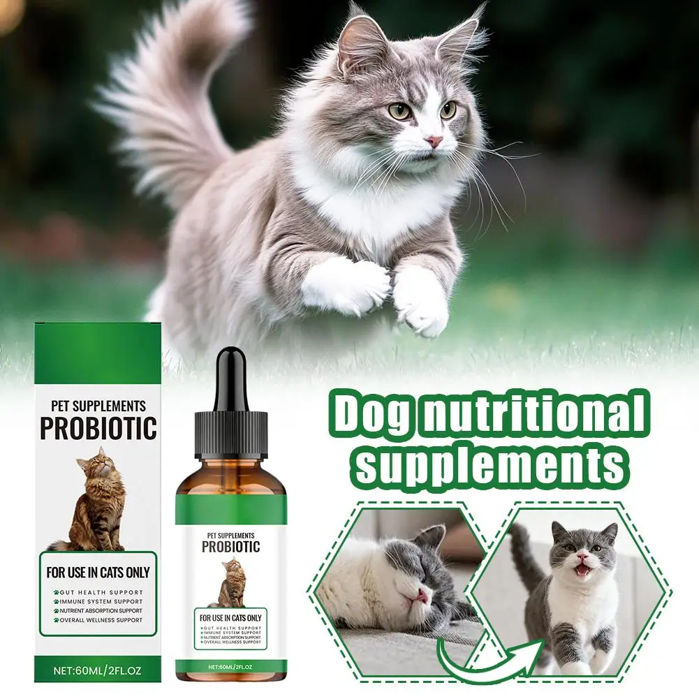 猫専用のプロバイオティクスドロップは、腸を栄え、軟便や下痢を軽減し、免疫力を高め、栄養素の吸収を促進します。