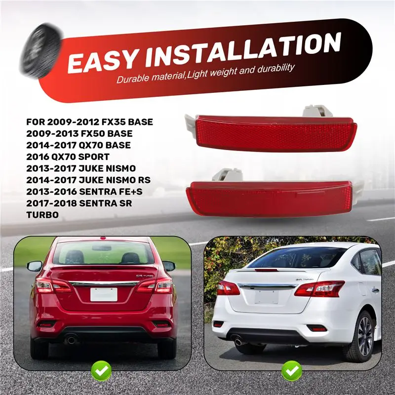 닛산 센트라 2013-2018용 R2-Car 리어 범퍼 반사경 265655C000