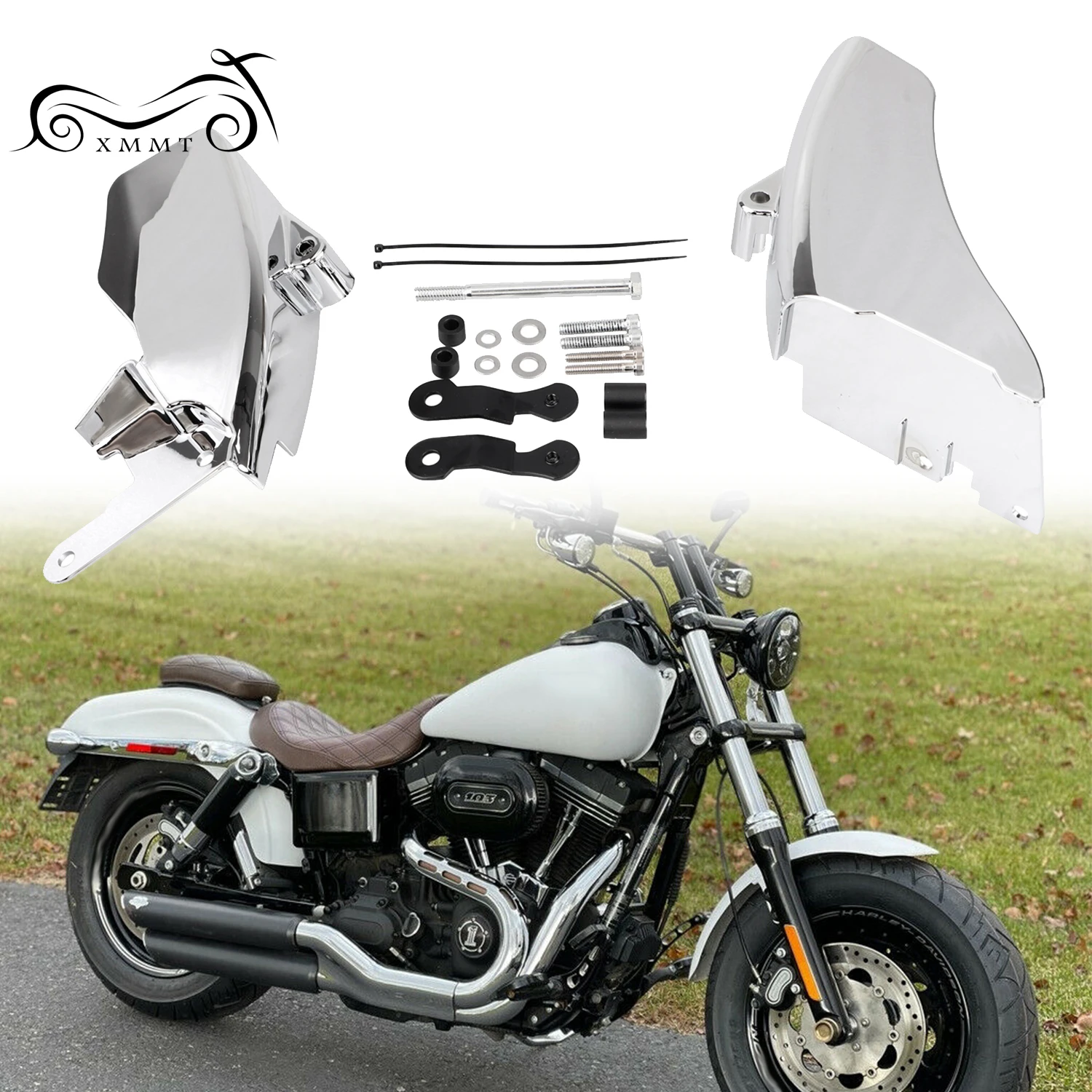 Mid Frame Air Deflector Trim Heat Shield Cover Kit Fit For Harley Dyna 06-UP Super Glide FXD EFI FXDI Switchback FLD Chrome