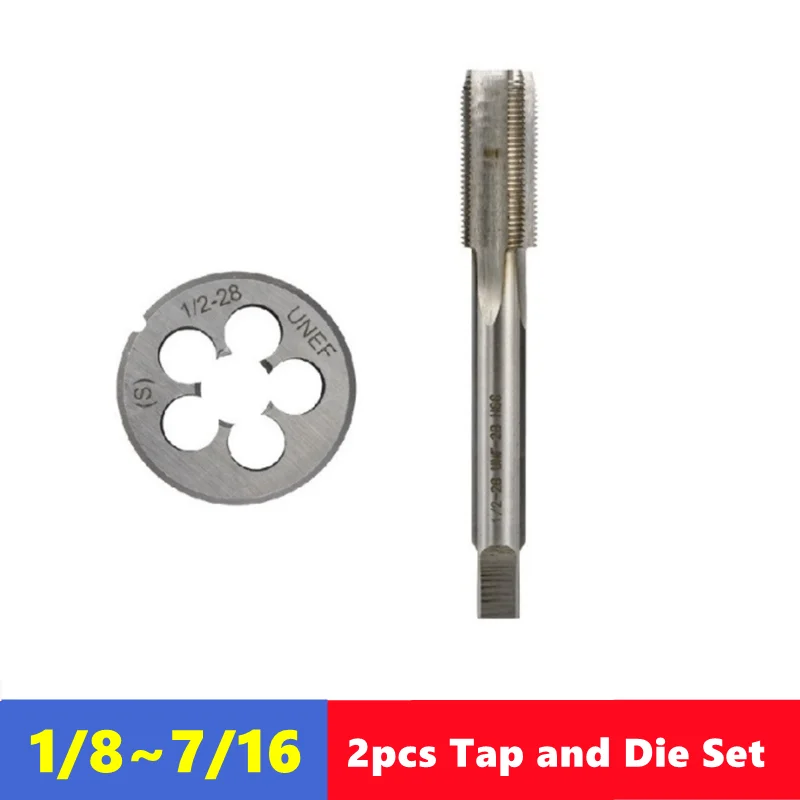 2pcs American tap die set 1/8 3/16 1/4 5/16 3/8 7/16, used for machine tool internal and external thread tapping