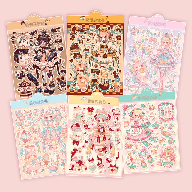 Wakawaka-ロリータの装飾ステッカーセット,女の子のための Wakawaka-ロリータの装飾ステッカーセット,女の子のための