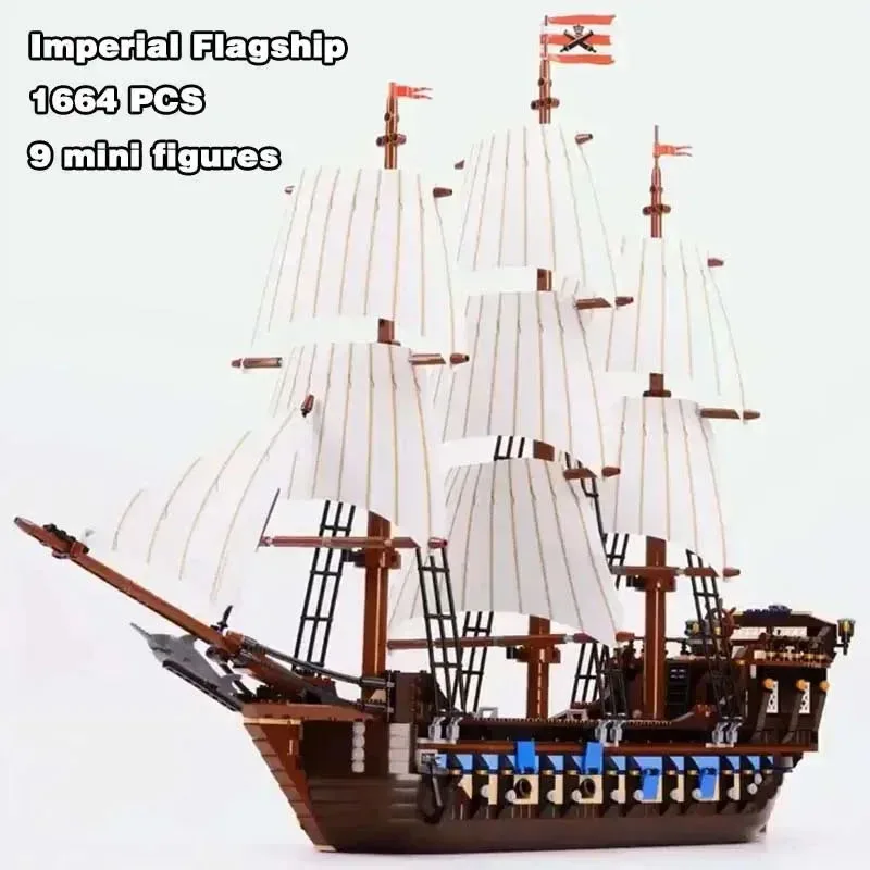 

1709 PCS Imperial Flagship Ship Building Blocks Pirates Boat Model Compatible with Christmas Gifts For Kids Toys10210 22001