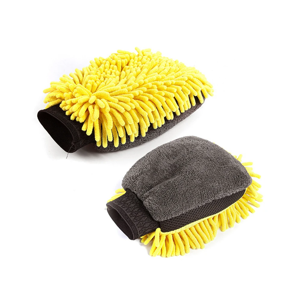 Waterproof Car Wash Microfiber Chenille Gloves Thick Car Cleaning Mitt Wax Detailing Brush Auto Care Double-faced Glove