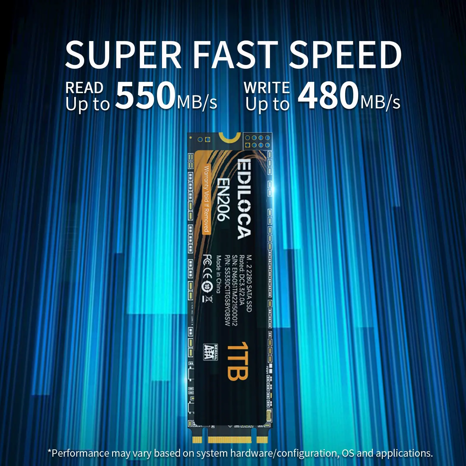 Ediloca EN206 M.2 SSD SATA III 256GB 512GB 1TB 2TB 3D NAND TLC 6Gb