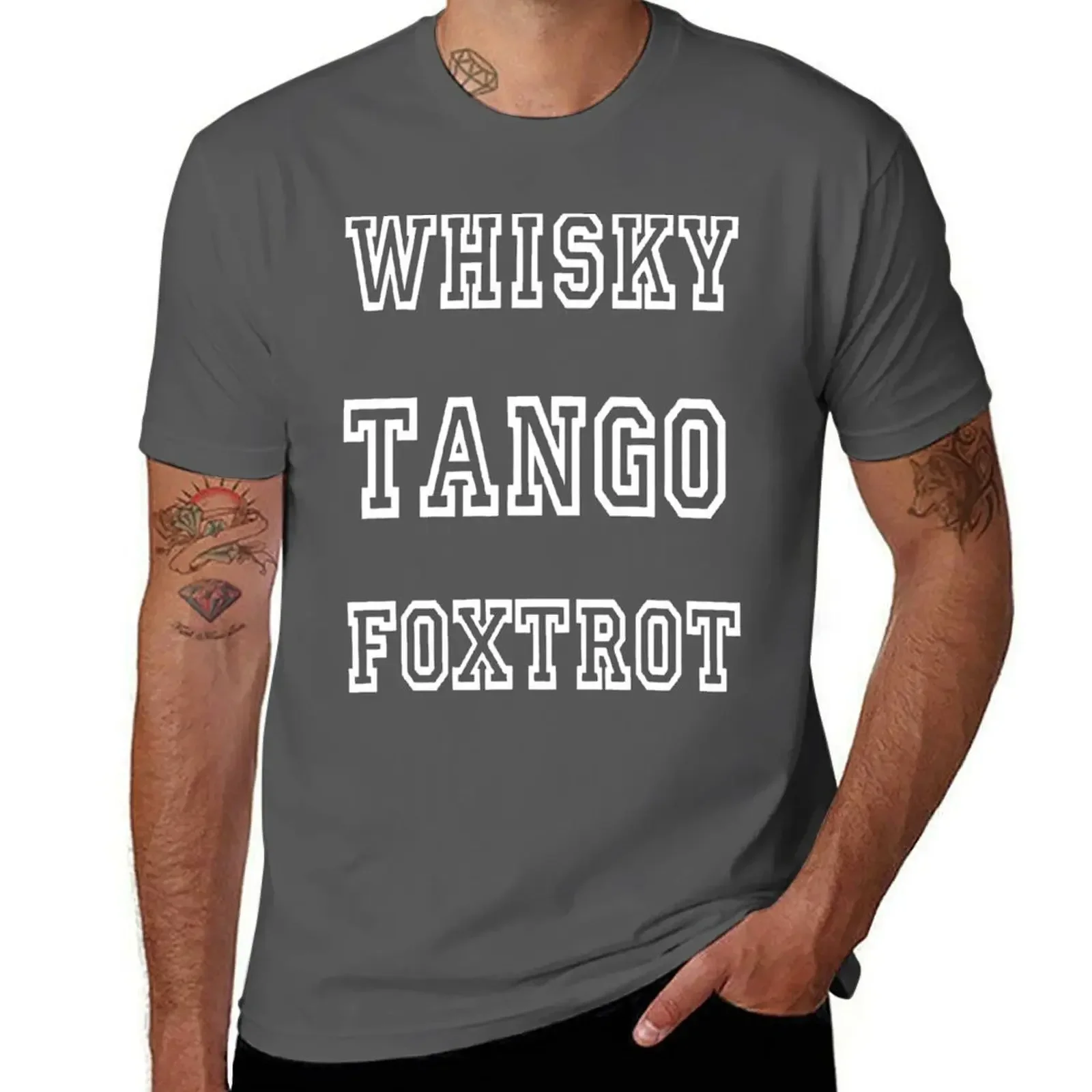 

WTF whisky-tango-foxtrot White Edged Design T-shirt animal prinfor boys heavyweights Men's t-shirts