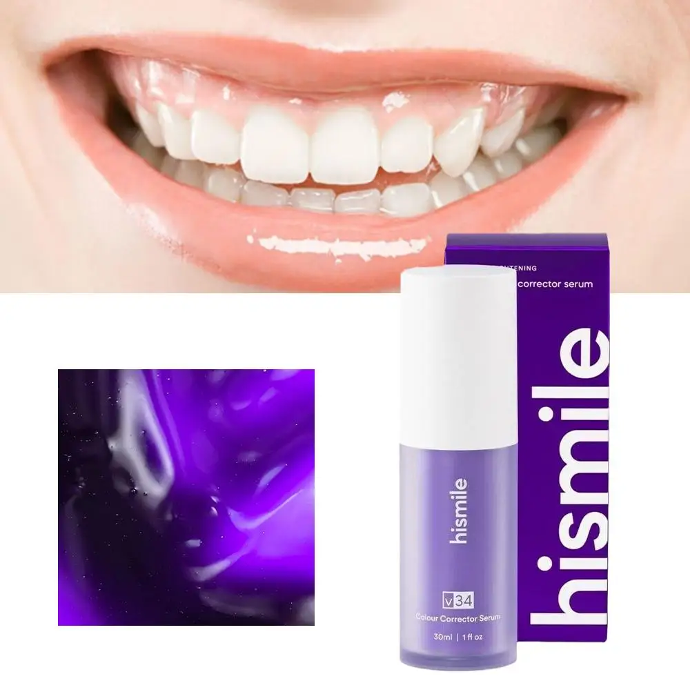 V34 Purple Whitening Toothpaste 30ml 5D Tooth Whitener Strips Cleaning Dental Bleaching Tools Oral Hygiene Dental Care Products