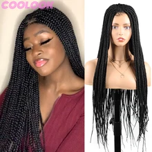 

Synthetic Braided Lace Front Wig 30'' Long Box Braids Lace Wigs for Black Women Honey Brown Tresse Africaine Wig Cosplays Female