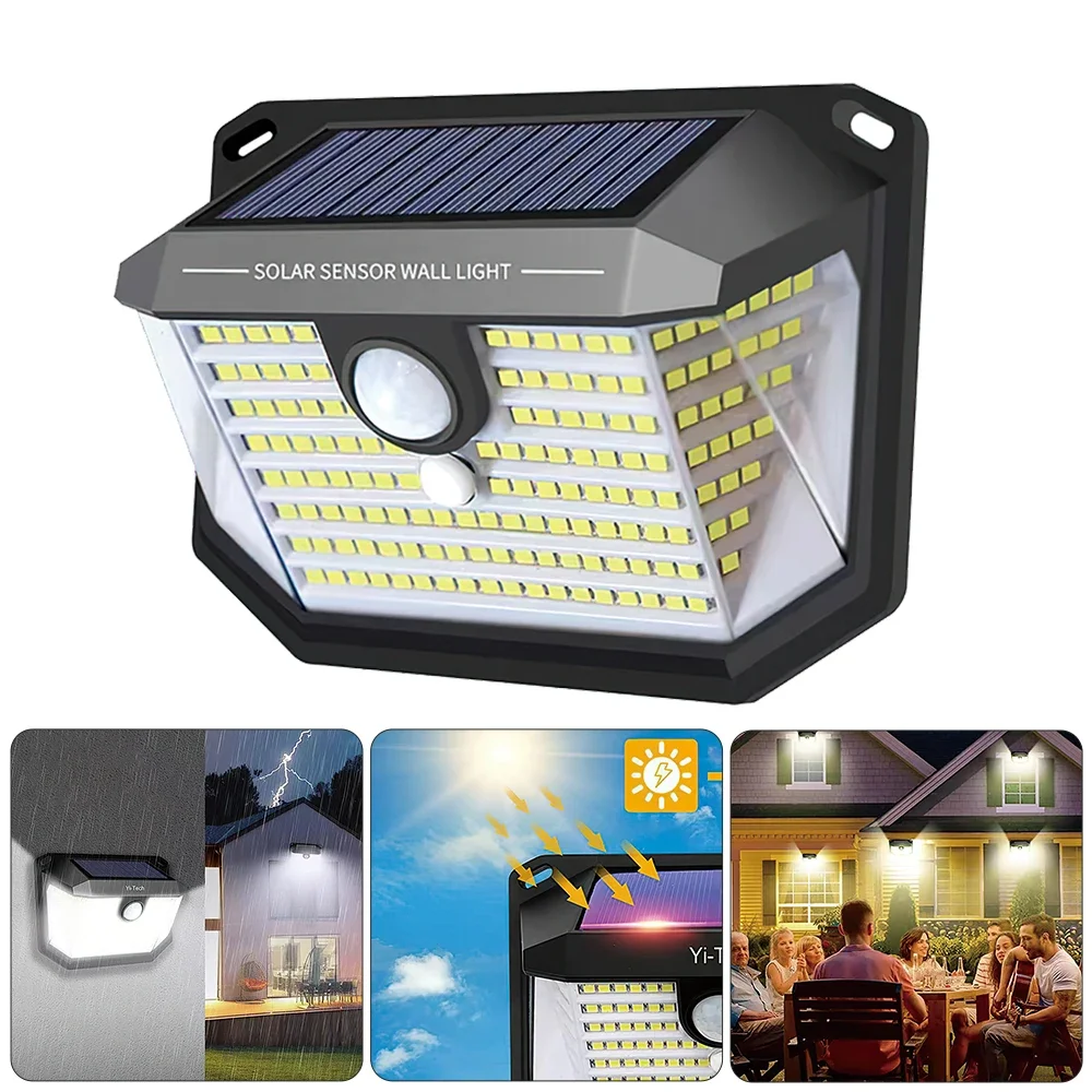 178 LED Solar Light Motion Sensor Solar Lamp with 270° Wide Angle IP65 Waterproof  Outdoor Lighting Garden Decor Dawn Lights