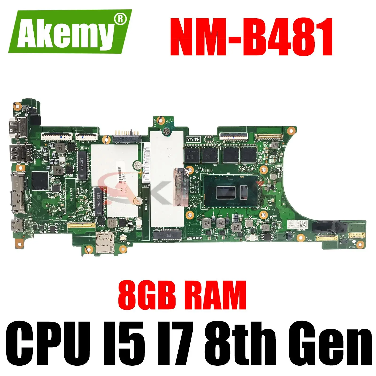 

NM-B481.For Lenovo Thinkpad X1 Carbon 6th Gen Notebook Motherboard.With I5 I7 8th Gen CPU and 8GB RAM.100% Test OK