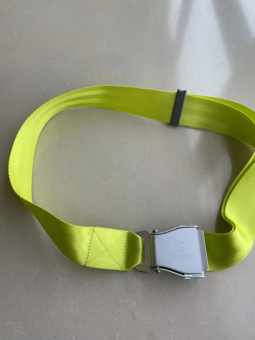 Fashion belts with airline seatbelt has in buckle Adjustable length maximum 115cm LIME COLOR