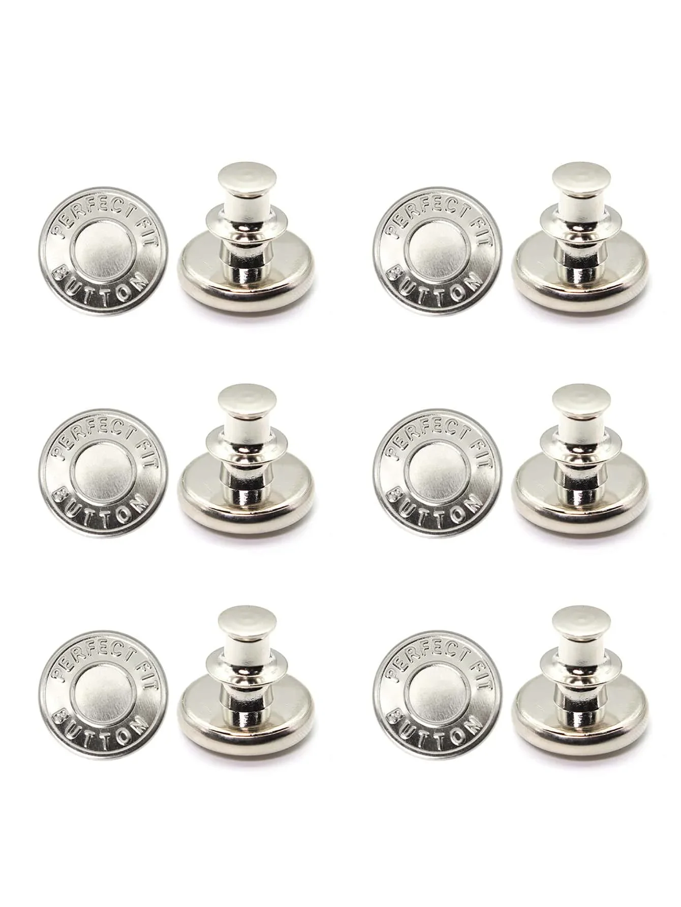 6pcs-Adjustable Detachable Jeans Button Sew Free Vintage Metal Button Garment Button Accessory I-button