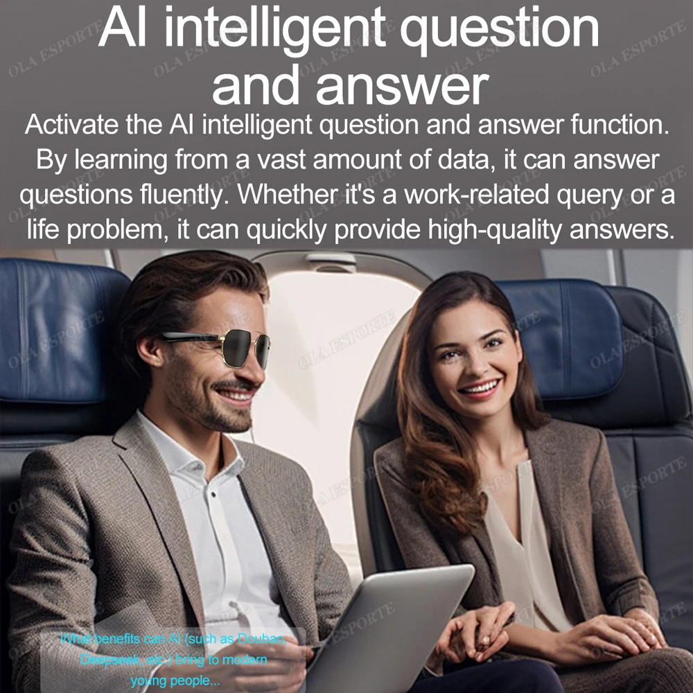 Newest 130+ Languages Smart Glasses AI Real-time Translation Glasses Wireless Bluetooth Music Built-in Mic & Speakers Sunglasses