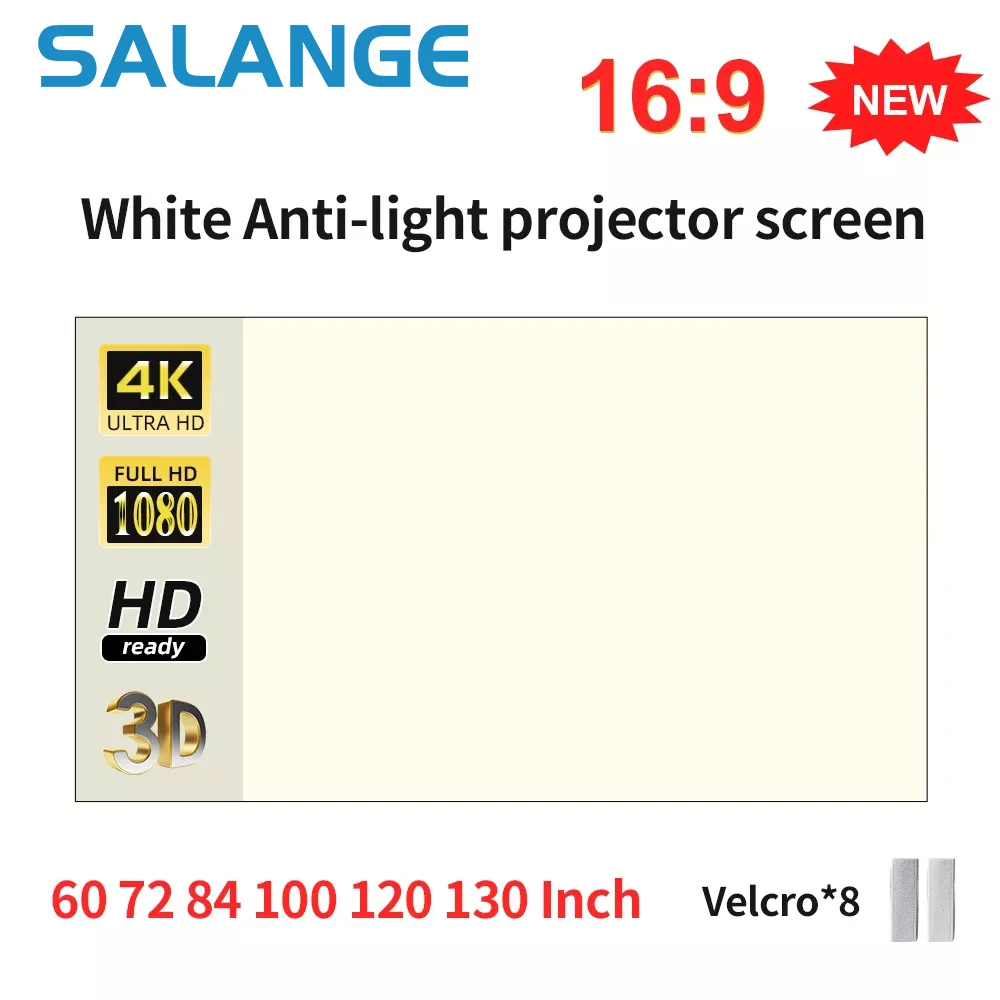 Salange-Pantalla de proyector gris 16:10, cortina antiluz de Metal, tela  reflectante, pantallas de proyección para proyector 3D HD DLP - AliExpress