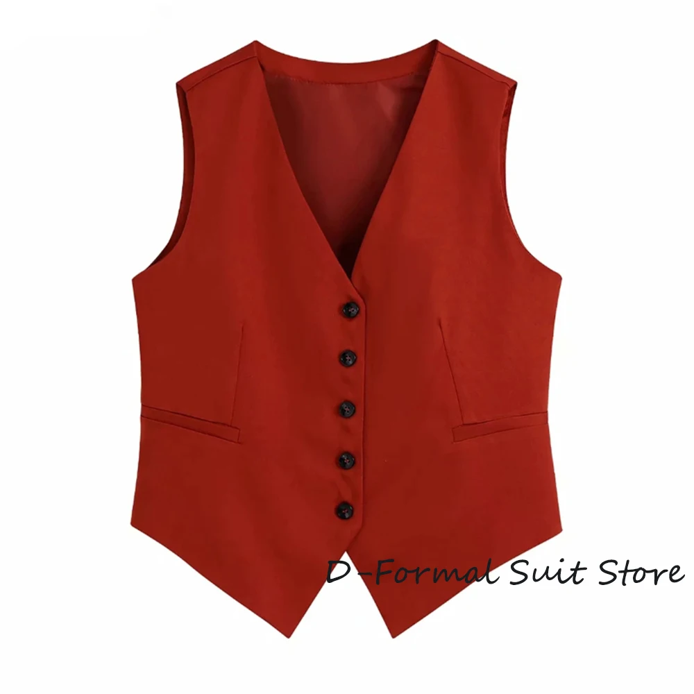 Women Suit Vest Casual Bussniess Office Lady Vests Single Breasted Custom Outerwear Chic Sleeveless Jackets